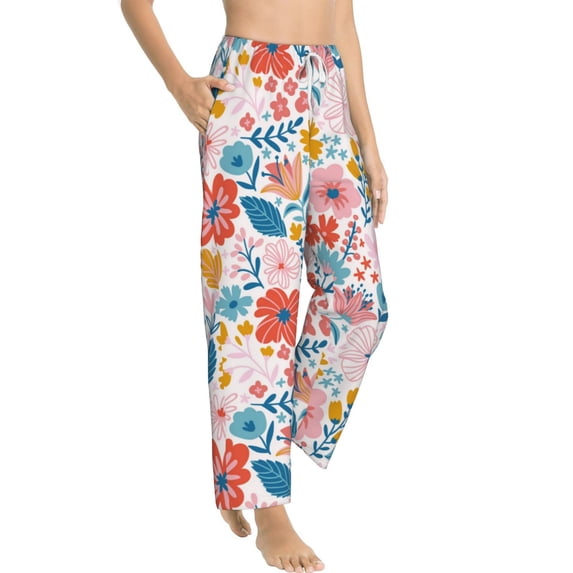 Picia Floral Ditsy Womens Soft Woven Cotton Elastic Waistband Sleep Pajama Pant Lounge Sleep Pant With Pockets And Drawstring-Medium