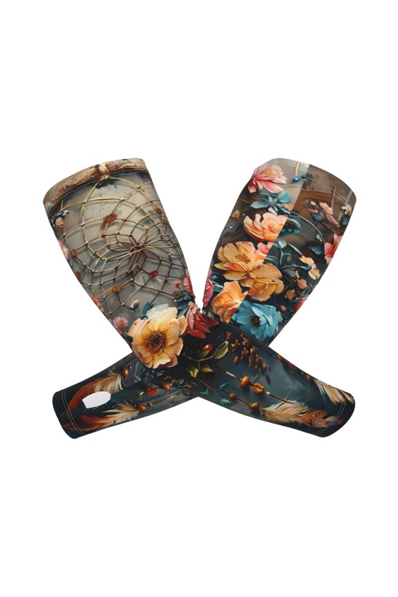 Floral Dreamcatcher Elegance Arm Sleeves for Men and Women - Tattoo Cover Up UPF 50+ Cooling Sports Sleeve for Basketball Golf Football-One Size
