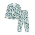 thumbnail image 1 of Picia Floral In Blue Pattern Women’s Long-Sleeve Sleepwear Set - Soft 2-Piece Loungewear with Pockets, Comfy PJs for Relaxing Nights-Large, 1 of 7