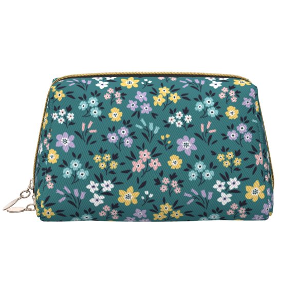 Picia Floral Print Leather Makeup Bag Make Up Bag Travel Toiletry Bag for Her Girlfriend Teacher Teen Girl Gifts