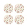 thumbnail image 1 of Picia Floral Printed Leather Coasters for Drinks, 4" Drink Coasters Set of 4 for Tabletop Protection, Handmade Luxurious Home Décor and Housewarming Gift -Octagon, 1 of 6