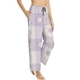 thumbnail image 1 of Picia Floral Purple Buffalo Plaid Womens Soft Woven Cotton Elastic Waistband Sleep Pajama Pant Lounge Sleep Pant With Pockets And Drawstring-, 1 of 9