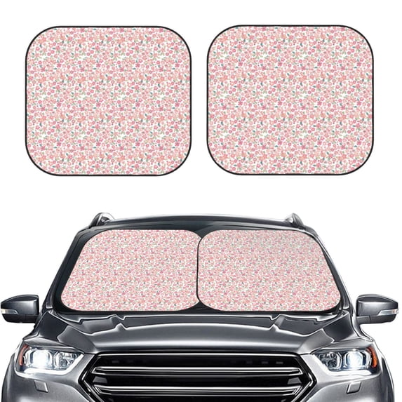 Picia Floral Retro Style 2 Piece Car Windshield Sun Shade Foldable | Foldable Sun Shield for Front Window Blocks UV Rays and Keeps Your Vehicle Cool-Small