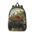 thumbnail image 1 of Picia Floral Rhino With Birds Printed Canvas Daypack - Stylish and Durable Vintage Compact Backpack - Class, Work, Travel, or Laptop Bookbag,Organized Compartments-Medium, 1 of 6