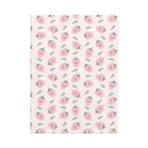 Picia Floral Strawberr Pattern Baby Soft Dot Blanket with Silky Satin Backing Baby Gifts for Boys and Girls (30" x 40")