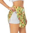 thumbnail image 1 of Picia Floral Strawberr Pattern Women's 2 in 1 Athletic Running Shorts High Waisted Workout Casual Gym Sweat Shorts with Comfy Liner Zipper Pockets-X-Large, 1 of 9