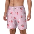 thumbnail image 1 of Picia Floral Strawberr pattern Mens Swim Trunks with Compression Liner Stretch Beach Shorts Quick Dry with Zipper Pockets No-Chafing Board Shorts-XX-Large, 1 of 9