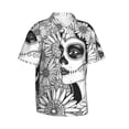 thumbnail image 1 of Picia Floral Sugar Skull Portrait Gentle Cotton Regular Fit Short Sleeve Casual Hawaiian Shirt for Men-Small, 1 of 8