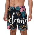 thumbnail image 1 of Picia Floral Welcome Sign pattern Mens Swim Trunks with Compression Liner Stretch Beach Shorts Quick Dry with Zipper Pockets No-Chafing Board Shorts-3X-Large, 1 of 9