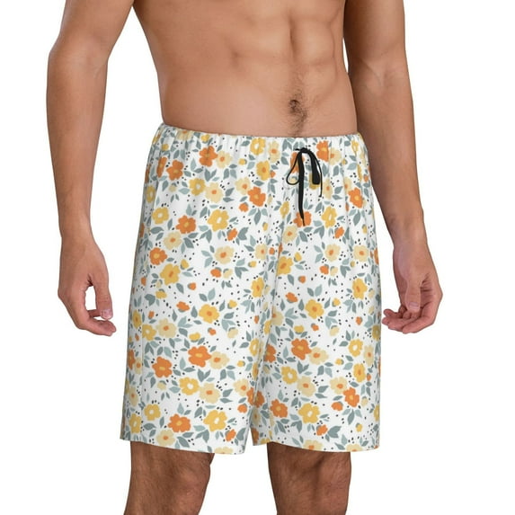 Picia Floral1 Pajama Shorts for Men, Men's Pajama Bottoms, Sleepwear,Short Pajama Pants-Small