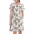 thumbnail image 1 of Picia Flowe Rooster Pattern Women's Short Sleeve Summer Dress Pleated Loose Swing Knee Length Short Sleeve Swing Dresses, 1 of 6
