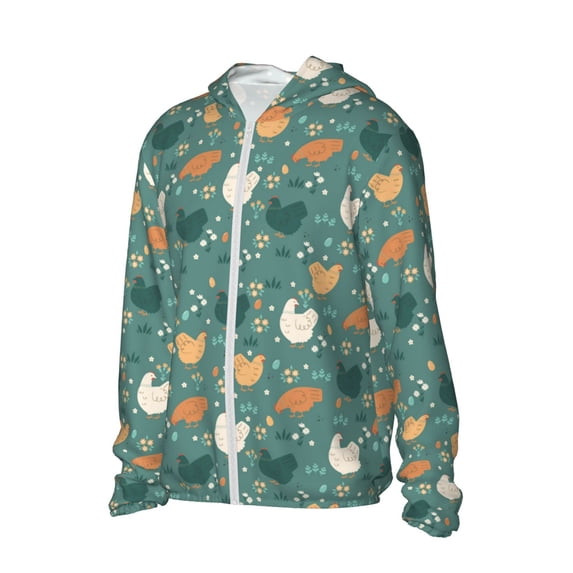 Picia Flowe Rooster Women's Men's UPF 50+ Sun Protection Hoodie Shirt Long Sleeve SPF Fishing Outdoor UV Hiking Lightweight Shirts-XX-Large