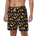 thumbnail image 1 of Picia Flowe Rooster pattern Mens Swim Trunks with Compression Liner Stretch Beach Shorts Quick Dry with Zipper Pockets No-Chafing Board Shorts-Large, 1 of 9