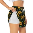 thumbnail image 1 of Picia Flower (2) Pattern Women's 2 in 1 Athletic Running Shorts High Waisted Workout Casual Gym Sweat Shorts with Comfy Liner Zipper Pockets-X-Large, 1 of 9