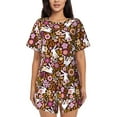 thumbnail image 1 of Picia Flower Bunny Pajamas Sets for Women Soft Short-Sleeved Pjs with Lounge Shorts Two Piece Sleepwear-Medium, 1 of 9