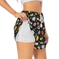 thumbnail image 1 of Picia Flower Butterfly Pattern Women's 2 in 1 Athletic Running Shorts High Waisted Workout Casual Gym Sweat Shorts with Comfy Liner Zipper Pockets-Large, 1 of 9
