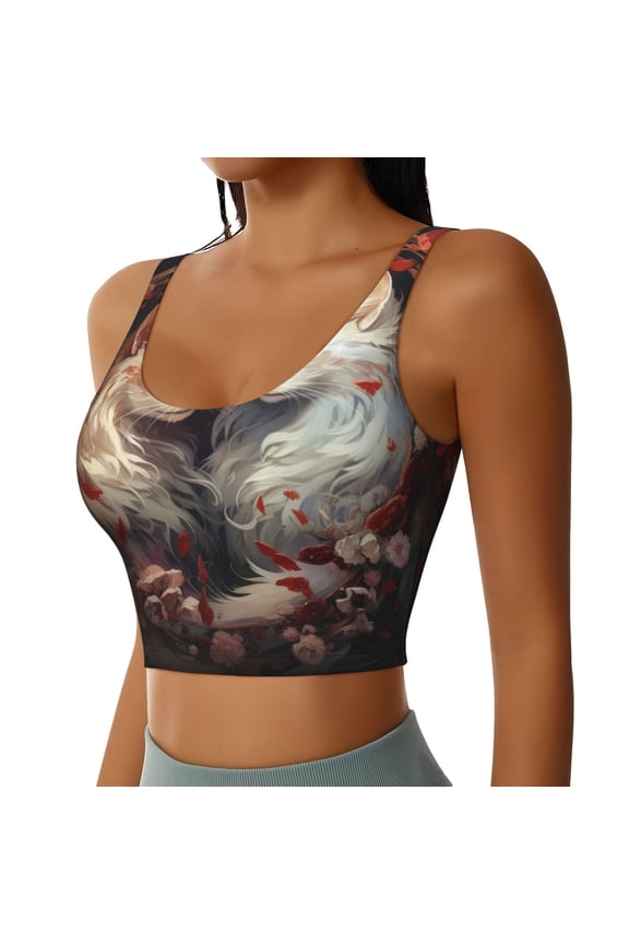 Flower Cat Couple Sports Bra for Women,Padded Strappy Sports Bras Medium Support Yoga Bra with Removable Cups,Running Yoga Bra-XX-Large