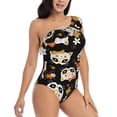 thumbnail image 1 of Picia Flower Fox Pattern Women's One Piece Swimsuits,One Shoulder Swimwear Asymmetric ,Ruffle Monokinis Bathing Suits,High Waisted Flattering Bathing Suits-Medium, 1 of 8