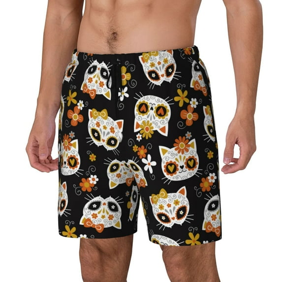 Picia Flower Fox pattern Mens Swim Trunks with Compression Liner Stretch Beach Shorts Quick Dry with Zipper Pockets No-Chafing Board Shorts-Small