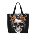 thumbnail image 1 of Picia Flower Horn Skull A for Tote Bag for Women with Zipper, Gym Tote with Compartments, Laptop Work Tote Nurse Dance Yoga Bag for Sport, Travel, 1 of 7