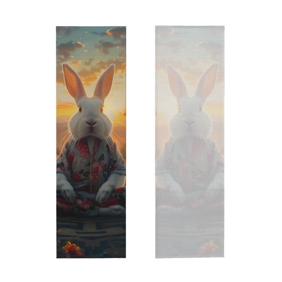 Picia Flower Meditating Rabbit Pattern Cooling Towels (40"x12") Cool Towel, Cold Towel, Microfiber Soft Breathable Chilly Ice Towel