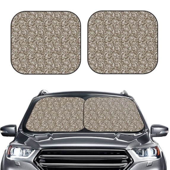 Picia Flower Rose 2 Piece Car Windshield Sun Shade Foldable | Foldable Sun Shield for Front Window Blocks UV Rays and Keeps Your Vehicle Cool-Large