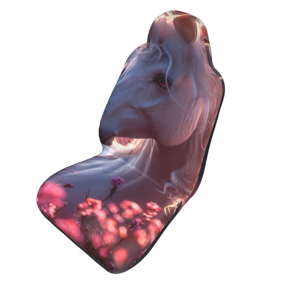 Picia Flower White Horse Print Waterproof Sweating Car Seat Cover for Post Gym Workout, Running, Beach and Hiking, Universal Fit Anti-Slip Bucket Seat Protector