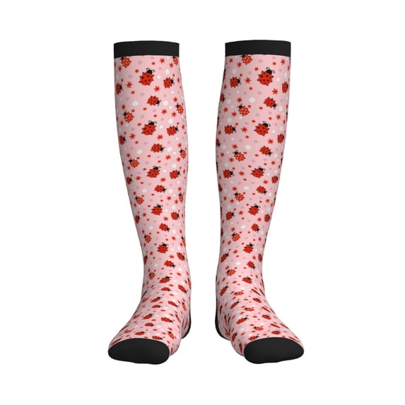 Picia Flowers And Ladybugs Printed Sports Compression Socks - 15-20mmHg Graduated Compression, High-Performance Soft and Breathable Socks for Men and Women