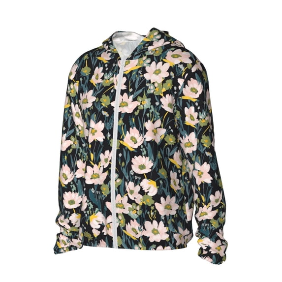 Picia Flowers Women's Men's UPF 50+ Sun Protection Hoodie Shirt Long Sleeve SPF Fishing Outdoor UV Hiking Lightweight Shirts-XX-Large