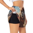 thumbnail image 1 of Picia Fluffy Alpaca Mountain Meadow Pattern Women's 2 in 1 Athletic Running Shorts High Waisted Workout Casual Gym Sweat Shorts with Comfy Liner Zipper Pockets-XX-Large, 1 of 1