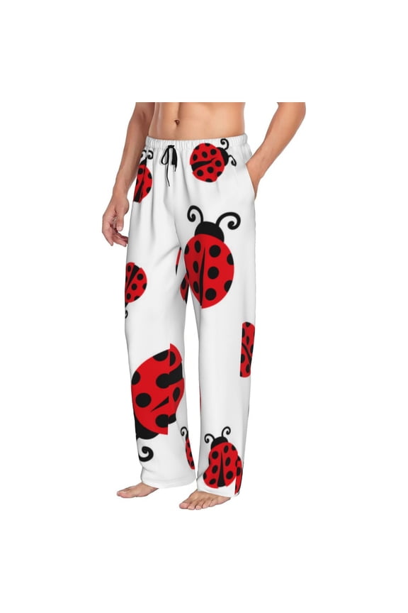Fly Flying Ladybug Mens Soft Woven Cotton Elastic Waistband Sleep Pajama Pant Lounge Sleep Pant With Pockets And Drawstring-Medium