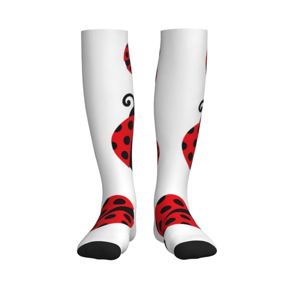 Picia Fly Flying Ladybug Printed Sports Compression Socks - 15-20mmHg Graduated Compression, High-Performance Soft and Breathable Socks for Men and Women