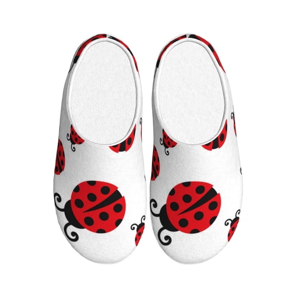 Picia Fly Flying Ladybug for Women's Lamb-hug Comfy Fleece House Slippers Memory Foam, Slip-on House Shoes Indoor Outdoor-35/36