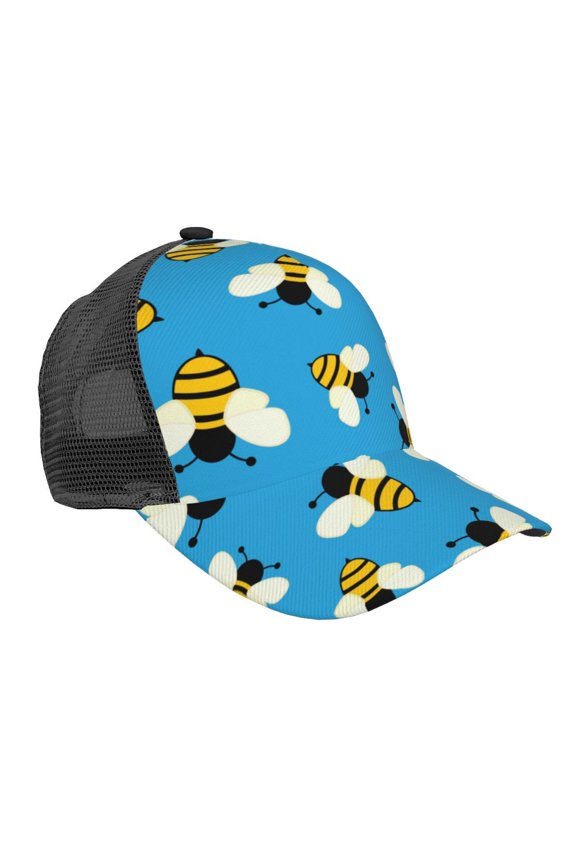 Flying Bees Pattern Trucker Hat,Baseball Cap,Sun Protection Cap,Stylish Headwear,Leisure Cap,Outdoor Sports Cap