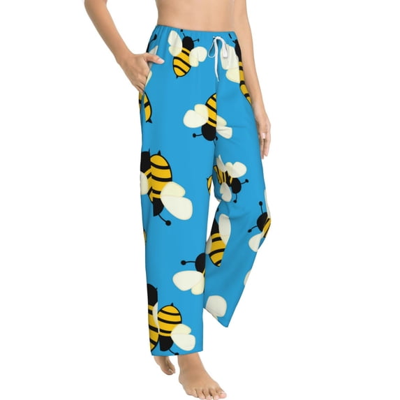 Picia Flying Bees Womens Soft Woven Cotton Elastic Waistband Sleep Pajama Pant Lounge Sleep Pant With Pockets And Drawstring-XX-Large