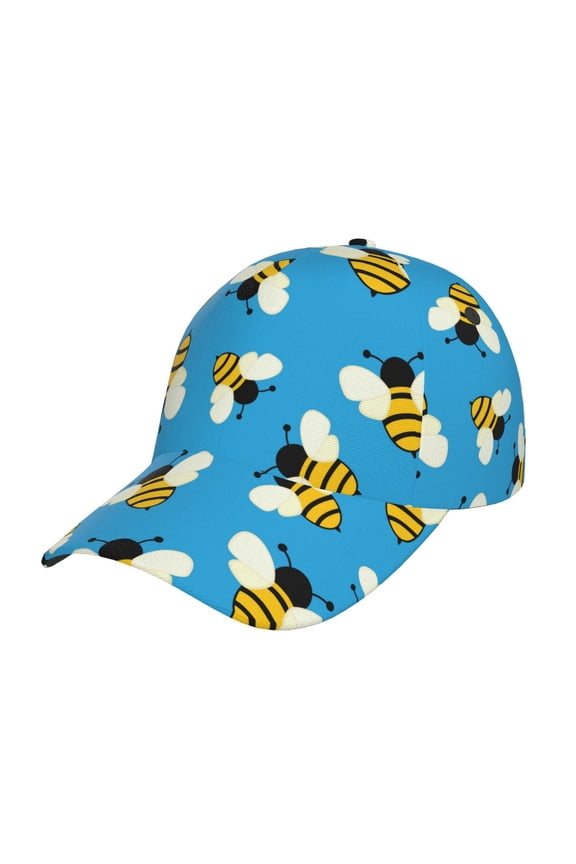 Flying Bees pattern Trucker Low Profile Hat Men Women Baseball Cap Dad Hat Adjustable Unconstructed Plain Cap