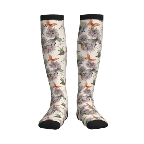 Picia Flying Butterflies-1 Printed Sports Compression Socks - 15-20mmHg Graduated Compression, High-Performance Soft and Breathable Socks for Men and Women
