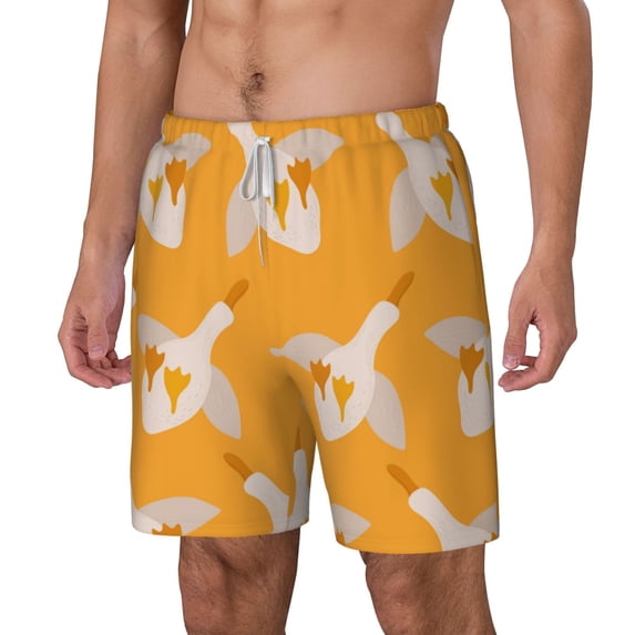 Picia Flying Ducks pattern Mens Swim Trunks with Compression Liner Stretch Beach Shorts Quick Dry with Zipper Pockets No-Chafing Board Shorts-Large