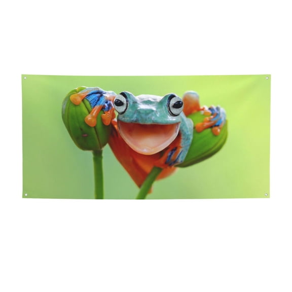 Picia Flying Frog On Branch Pattern Party Banner, Festive Decoration, Holiday Banner, Celebration Decor, Event Banner, Reusable Party Banner-Small