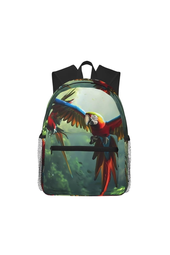 Flying Parrots In Jungle Large Capacity Backpack Classic Style Backpack Casual Backpack Water-Resistant School Work Travel Outdoor Backpack