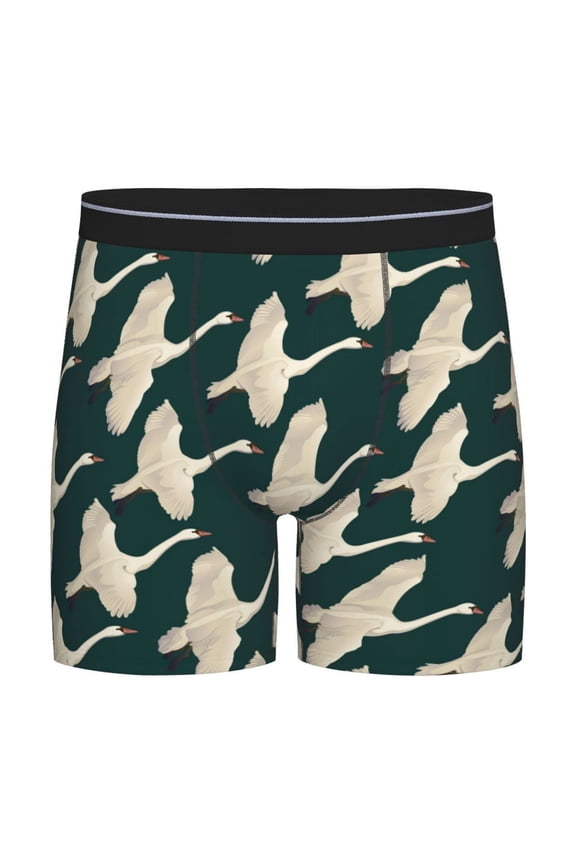 Flying Swans Pattern Men's Athletic Long Leg Briefs , Performance Stretch Underwear,Moisture-Wicking