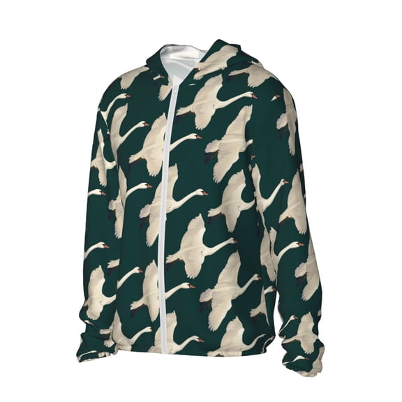 Picia Flying Swans Women's Men's UPF 50  Sun Protection Hoodie Shirt Long Sleeve SPF Fishing Outdoor UV Hiking Lightweight Shirts-Small