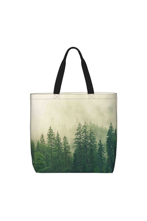 Fog Forest for Tote Bag for Women with Zipper, Gym Tote with Compartments, Laptop Work Tote Nurse Dance Yoga Bag for Sport, Travel