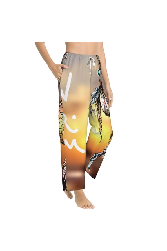Follow Your Dream Dreamcatcher Womens Soft Woven Cotton Elastic Waistband Sleep Pajama Pant Lounge Sleep Pant With Pockets And Drawstring-Large