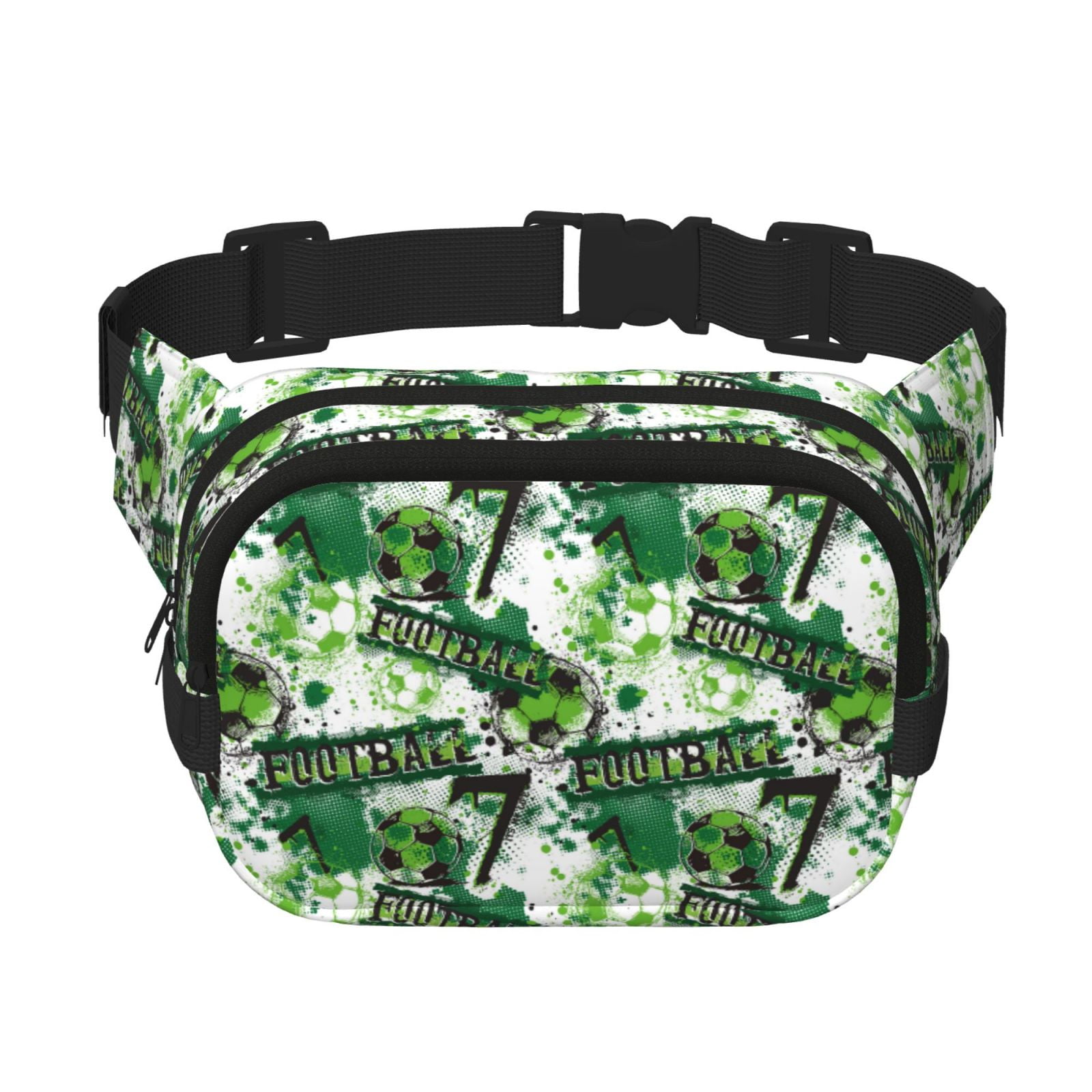Picia Football 7 Print Square Double-Layer Waist Bag Mini Adjustable Waist Belt Bag Exercise Running Travel Hiking