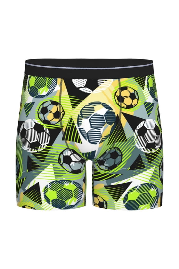 Football Doodle Pattern Men's Athletic Long Leg Briefs , Performance Stretch Underwear,Moisture-Wicking