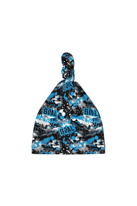 Football Time Printed Preemie Hats for Baby Girls Cotton Premature Knot Hats Newborn Hospital Cap Warm Knot Beanie Nicu for Preemie Girls and Boys
