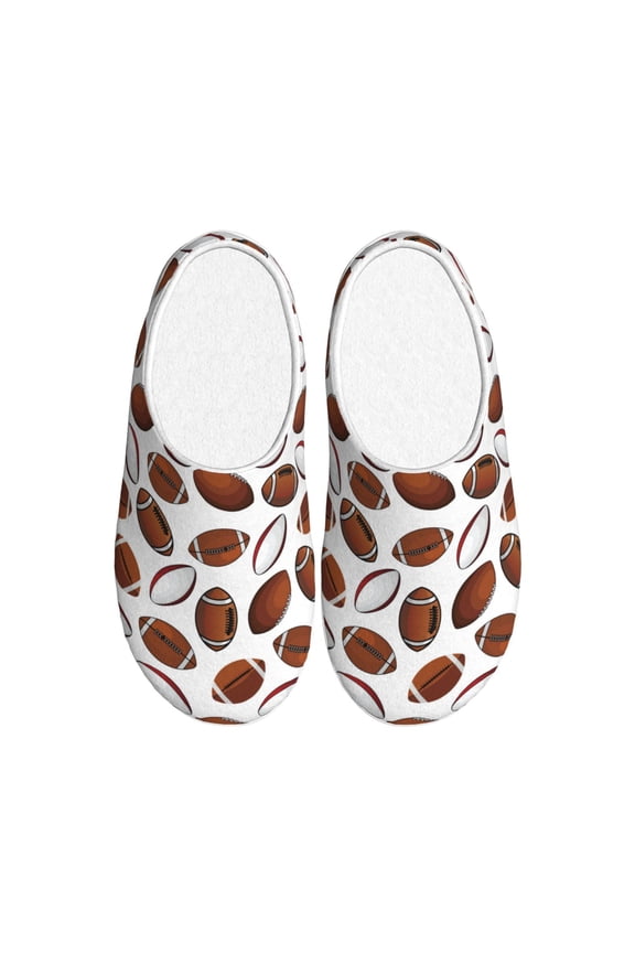 Football for Women's Lamb-hug Comfy Fleece House Slippers Memory Foam, Slip-on House Shoes Indoor Outdoor-40/41