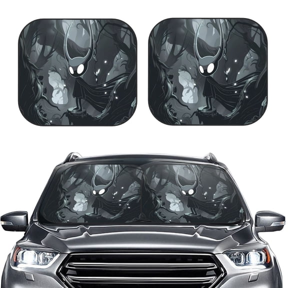 Picia Forest Black Ghost Warrior 2 Piece Car Windshield Sun Shade Foldable | Foldable Sun Shield for Front Window Blocks UV Rays and Keeps Your Vehicle Cool-Large