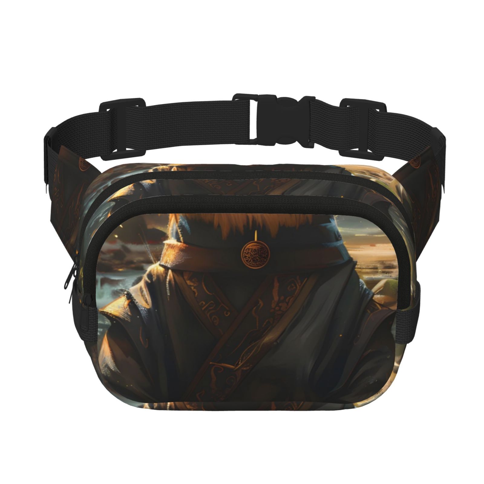 Picia Forest Creek Cute Dog Print Square Double-Layer Waist Bag Mini Adjustable Waist Belt Bag Exercise Running Travel Hiking